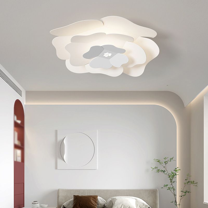 Modernism Flush Mount Flower-Shaped Ceiling Mounted Fixture in White for Bedroom