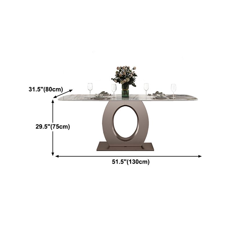 Luxury Sintered Stone Top Table Rectangle Indoor Table with Gold Metal Pedestal