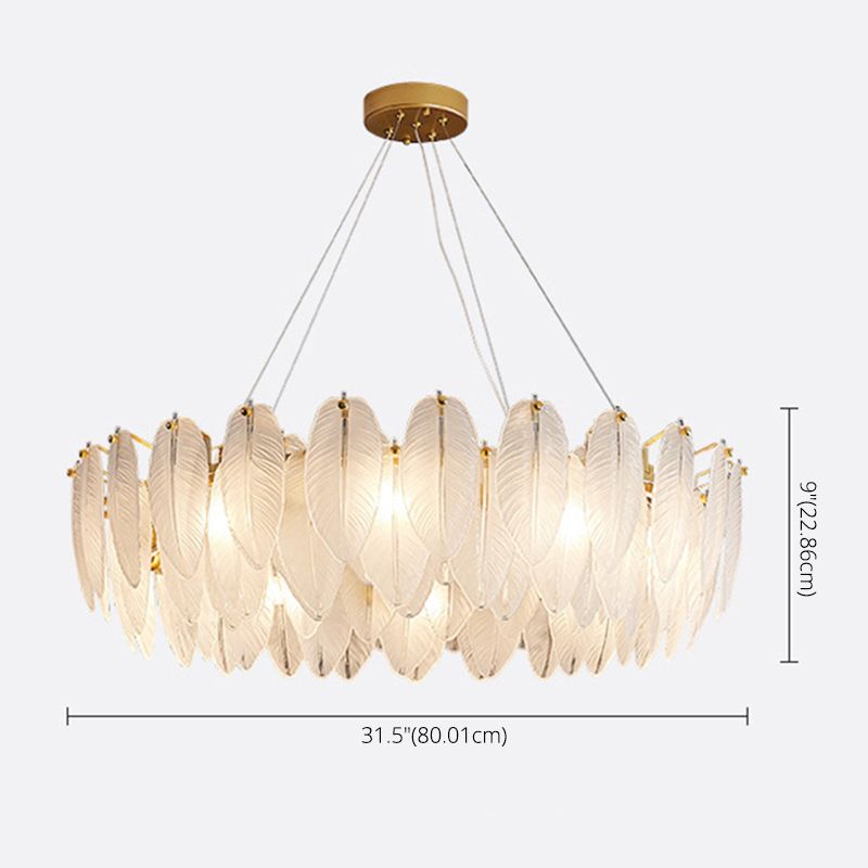 Gestructureerde witte glas veer kroonluchter minimalisme veringverlichting voor slaapkamer