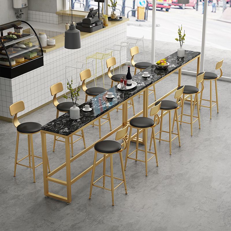 Contemporary Stone Top Bar Counter Rectangle Bar Counter with Trestle Base