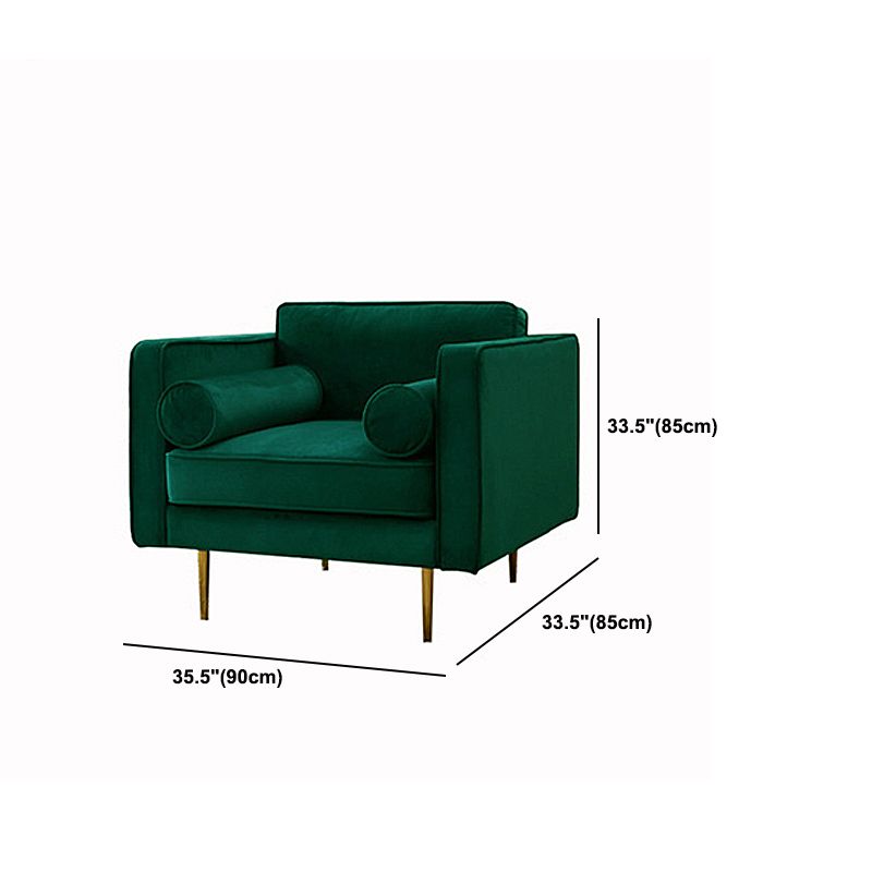 Tuxedo Arm Sofa Modern Style Green Velvet Sofa with Metal Legs
