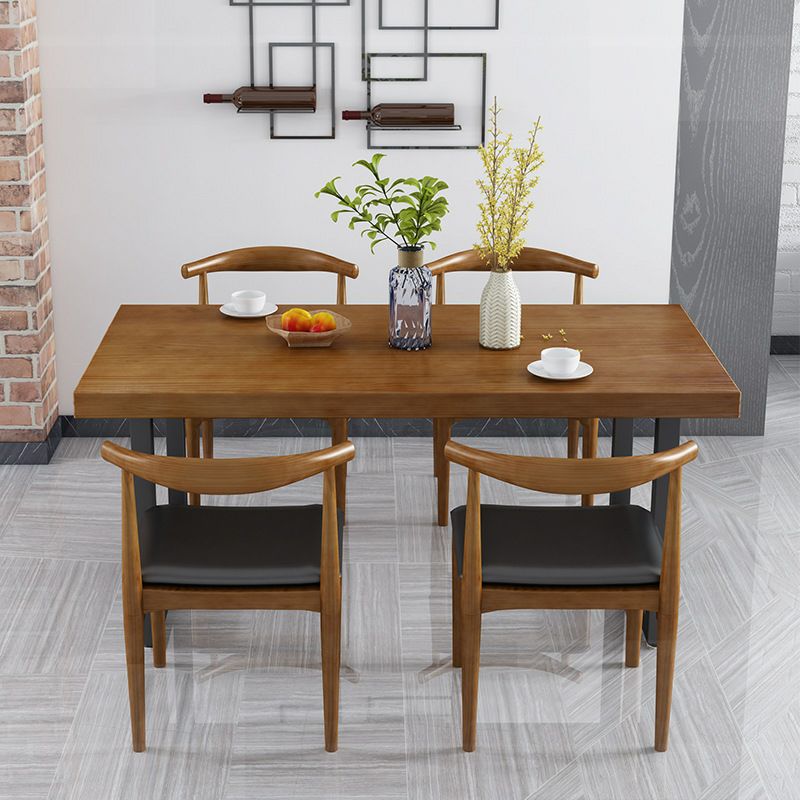 Metal Industrial Rectangle Furniture Pine Solid Wood Top Dining Table with Sled Base