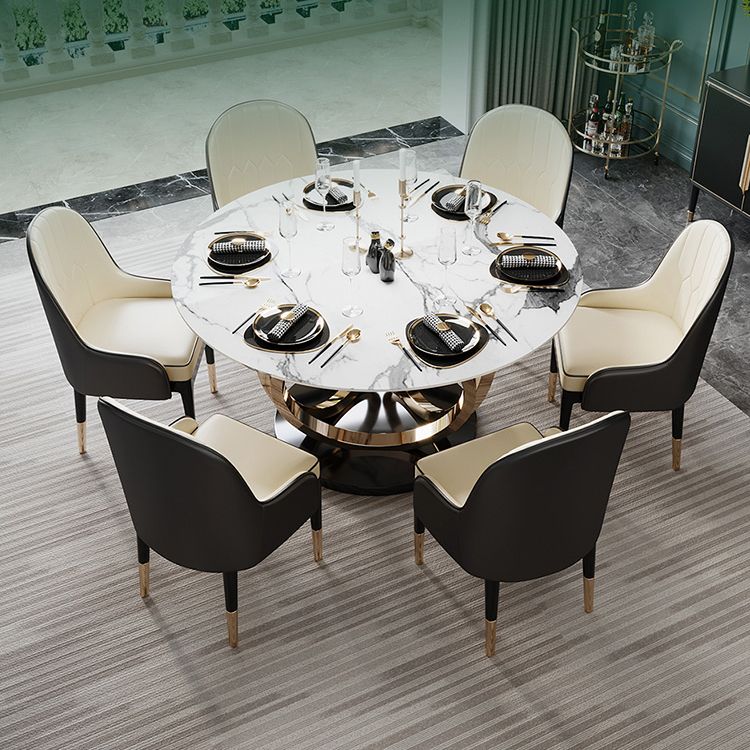 Mesa de comedor de pedestal redondo mesa de mármol de lujo tradicional para el hogar