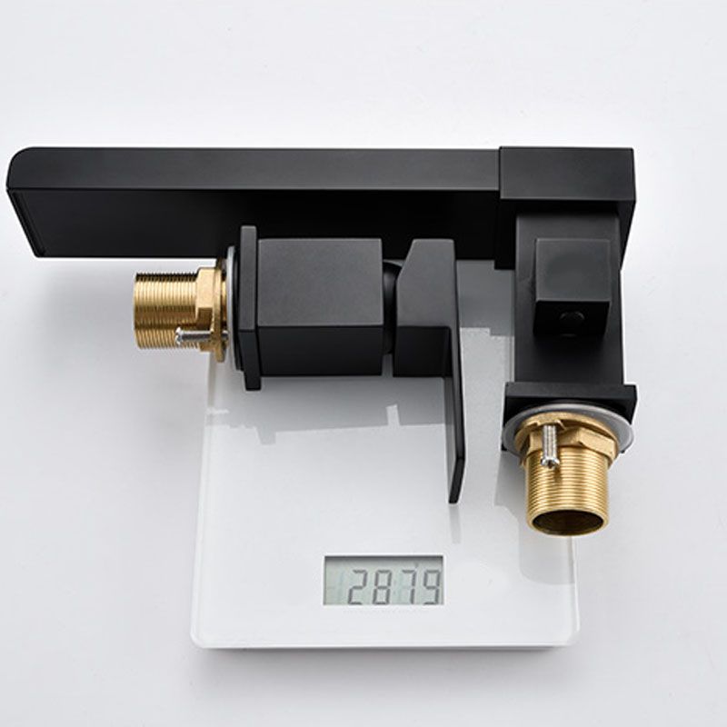 Brass Low Arc Bath Faucet  with Hand Shower Square Bathroom Faucet