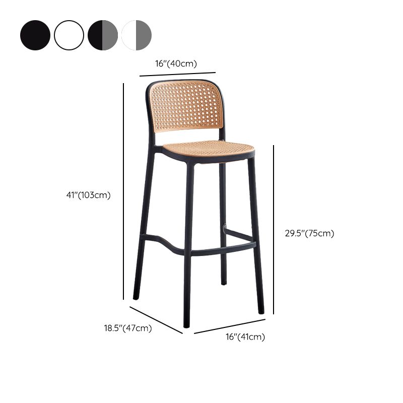 Stackable Bar Stool Plastic Backrest Counter Stool for Living Room