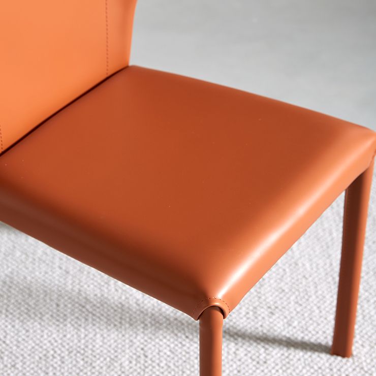 Contemporary Leather Dining Chair Wingback Side Chair in Matte Finish for Kitchen