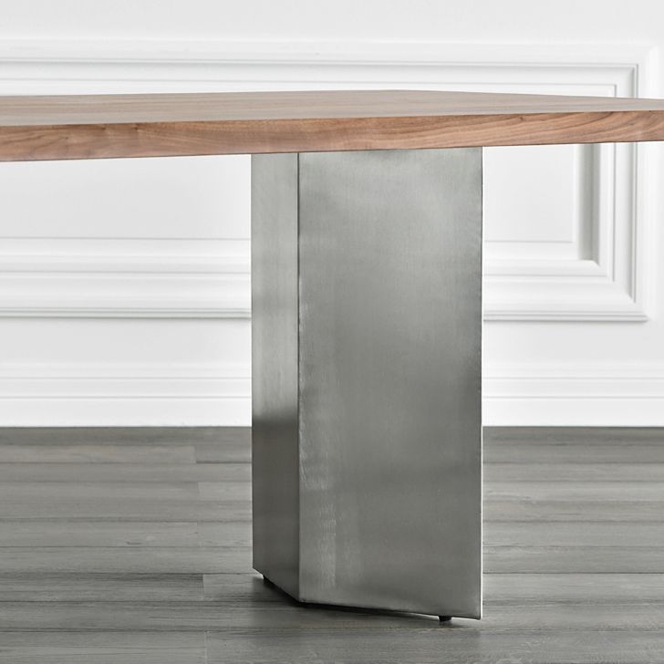 Rectangle Luxury Style Dining Table Wood Color Fixed Table with Solid Wood