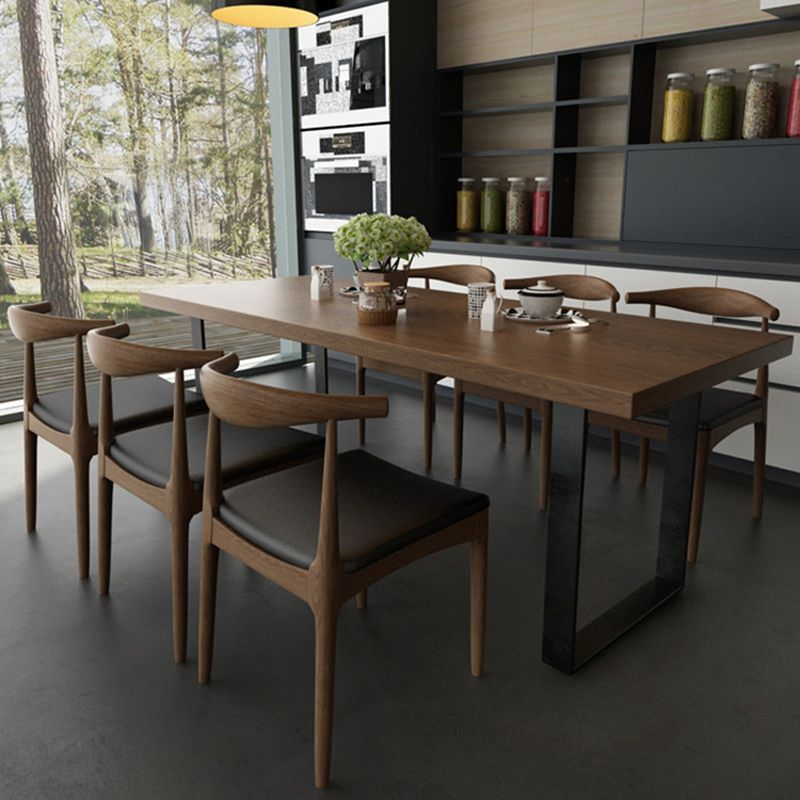 Rectangle Table Dining Table Industrial Dinner Room Solid Wood Table with Sled Base