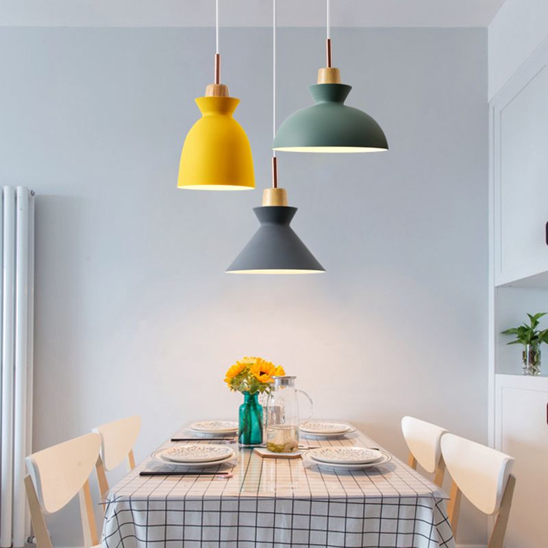 3-Light Macaroon Style Hanging Light Aluminum Shade Nordic Simplicity Pendant Light in Multi Color for Dining Room Bedroom