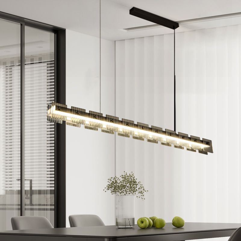 Modern LED Hanging Light Black Island Light Fixture for Dining Room