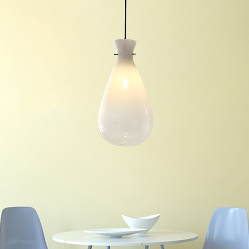 Éclairage suspendu à plateaux d'eau simple Verre blanche 1-Light Restaurant Plafond Suspension Lampe de suspension