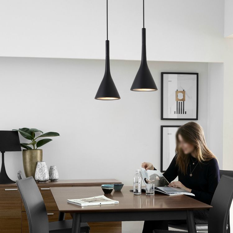 Aluminum Trumpet Shaped Pendant Light Nordic 1 Bulb Suspended Lighting Fixture