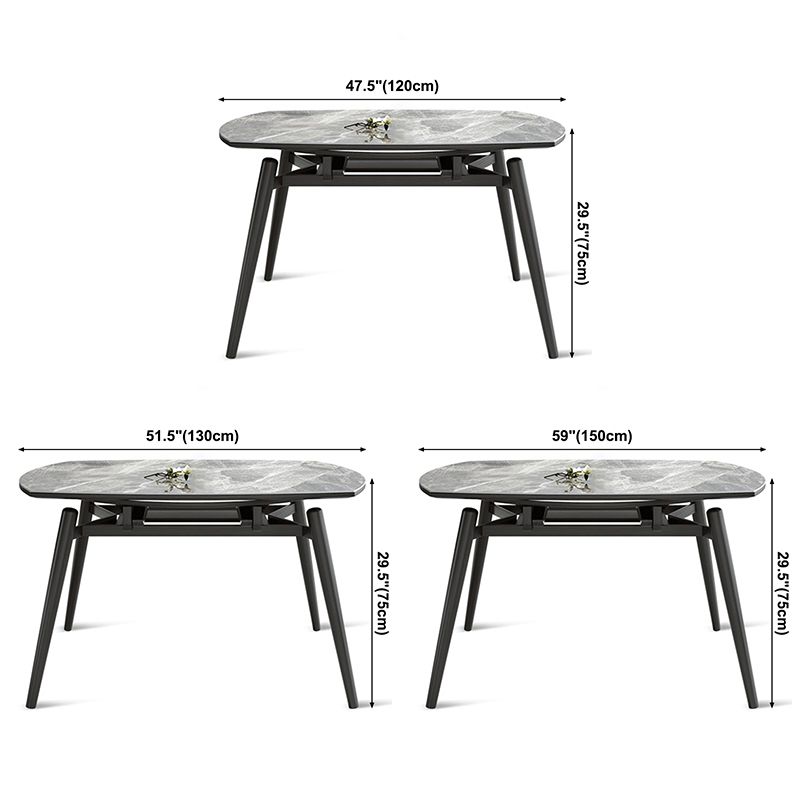 Modern Style Sintered Stone Dining Table Gray Round Drop-Leaf Table with 4 Legs