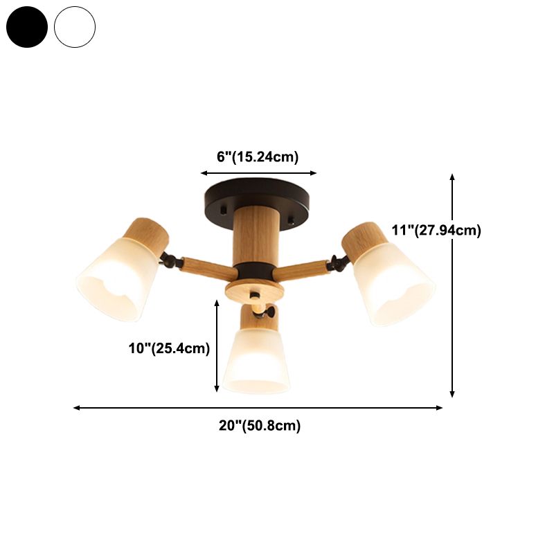 3/6/8-Light Modernism Beige Flush Mount Lighting Shaded Wooden Ceiling Light
