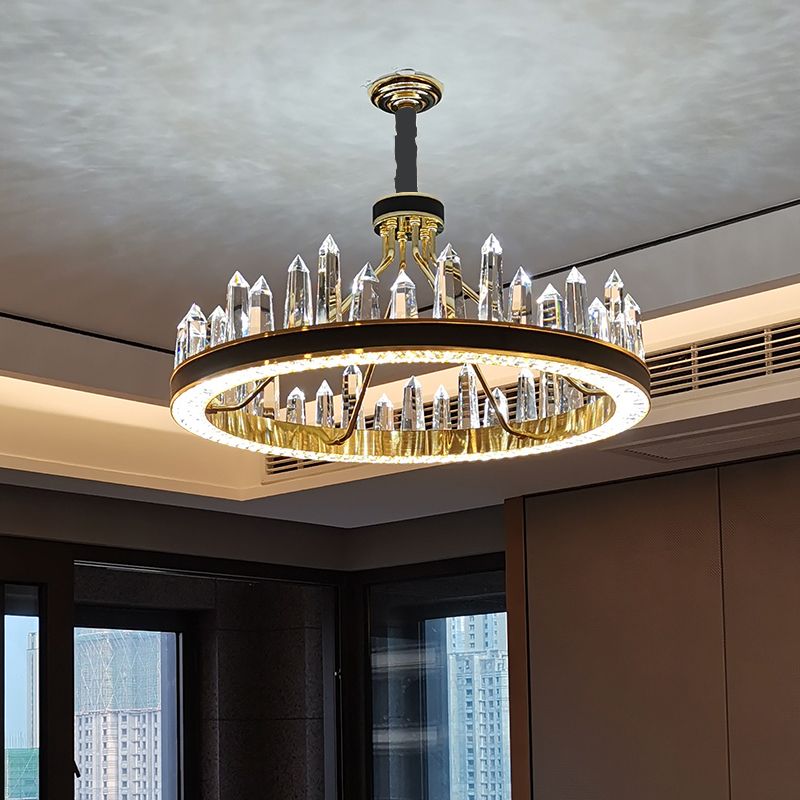 Contemporary Chandelier Light Fixture K9 Crystal Pendant Chandelier in Black