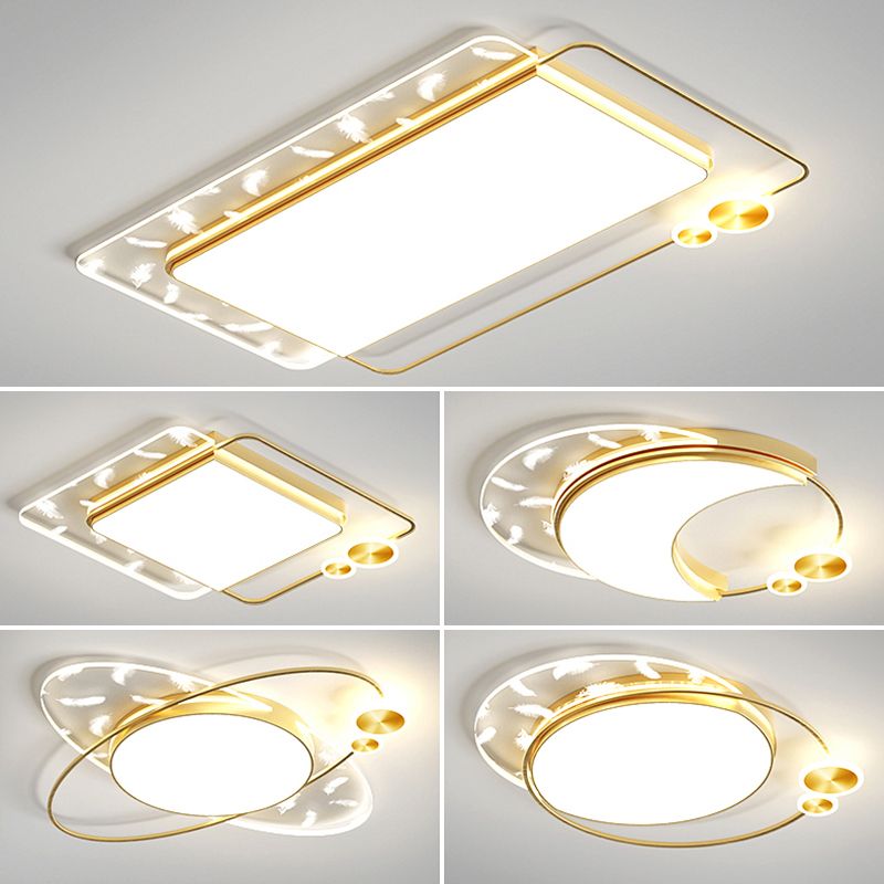 Geometric Feather LED Flush Mount in Modern Creative Style Iron Ceiling Light with Acrylic Shade