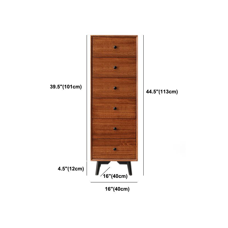 Contemporary Chest Vertical Solid Wood Lingerie Chest without Mirror