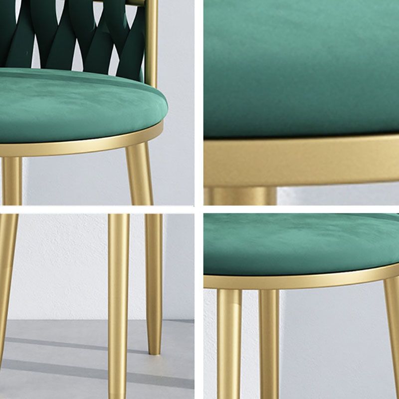 Noordse metalen eetkamerstoelen fluwelen armloze eetkamerstoelen voor restaurant