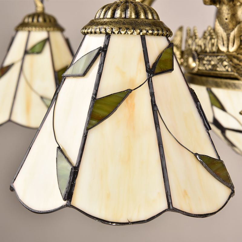 Bell Shade Chandelier Light Classic Classic Glass Glass Bee Gree Pendant Pendant Light Ayémorrat avec bord festonné