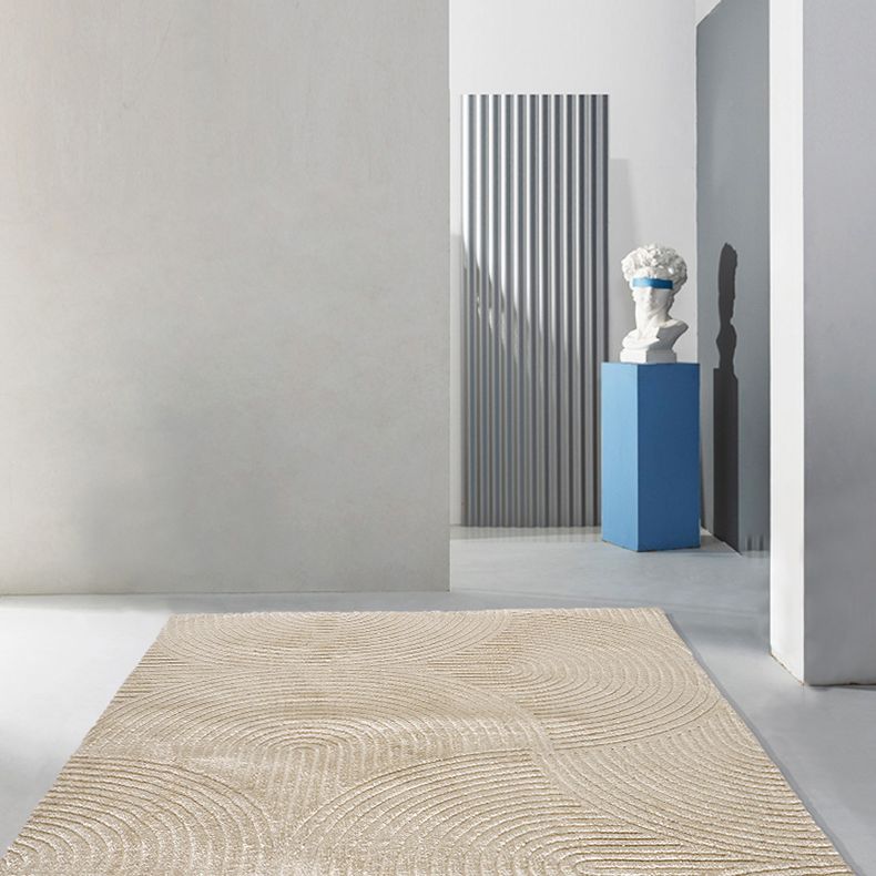 Khaki Pure Color Carpet Polyester Contemporary Area Rug Washable Rug for Living Room