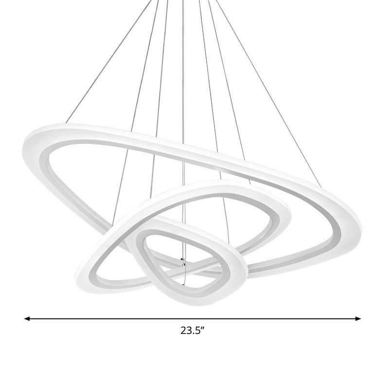 Dreiecksschleife geformte Kronleuchter Art Deco Acryl weiße Suspension Licht für das Restaurant