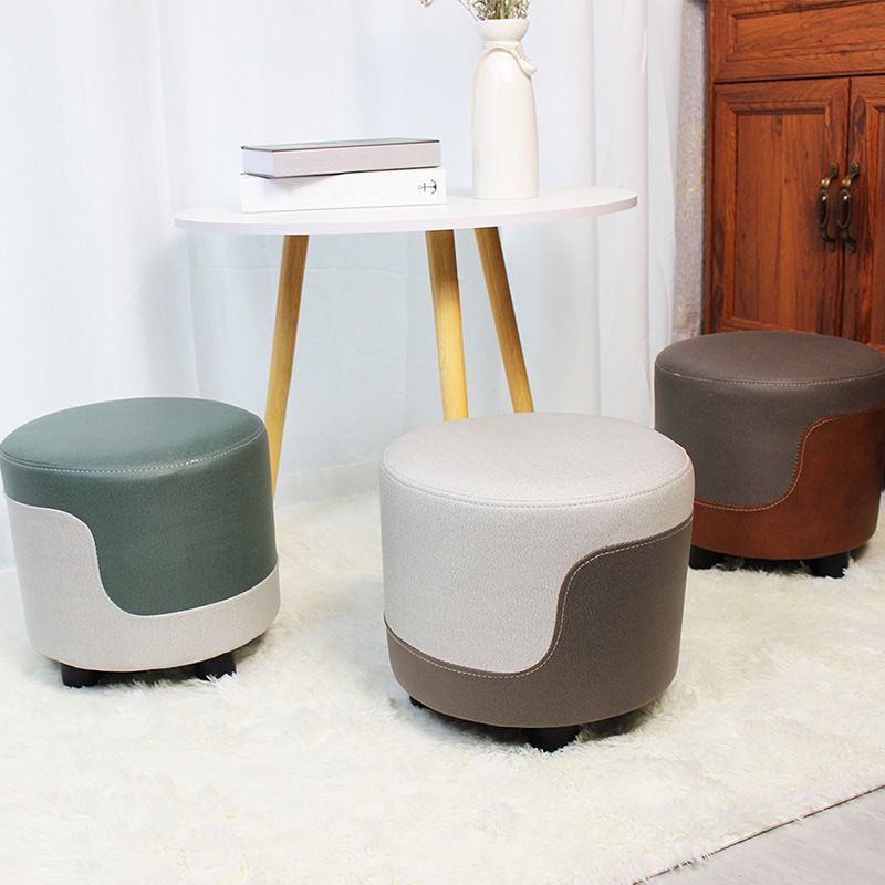 Popular Round Pouf Chair Contrast Color Cotton Water Resistant Footstool Ottoman