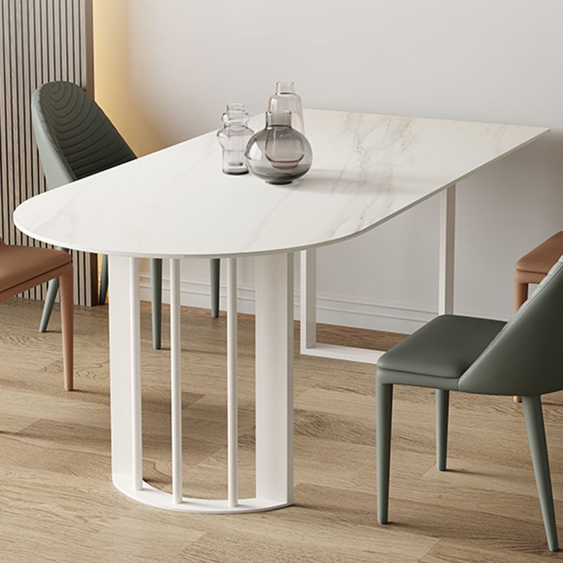 Onregelmatige eettafel van gesinterd steen Moderne eilandtafel met wit/zwart dubbel voetstuk