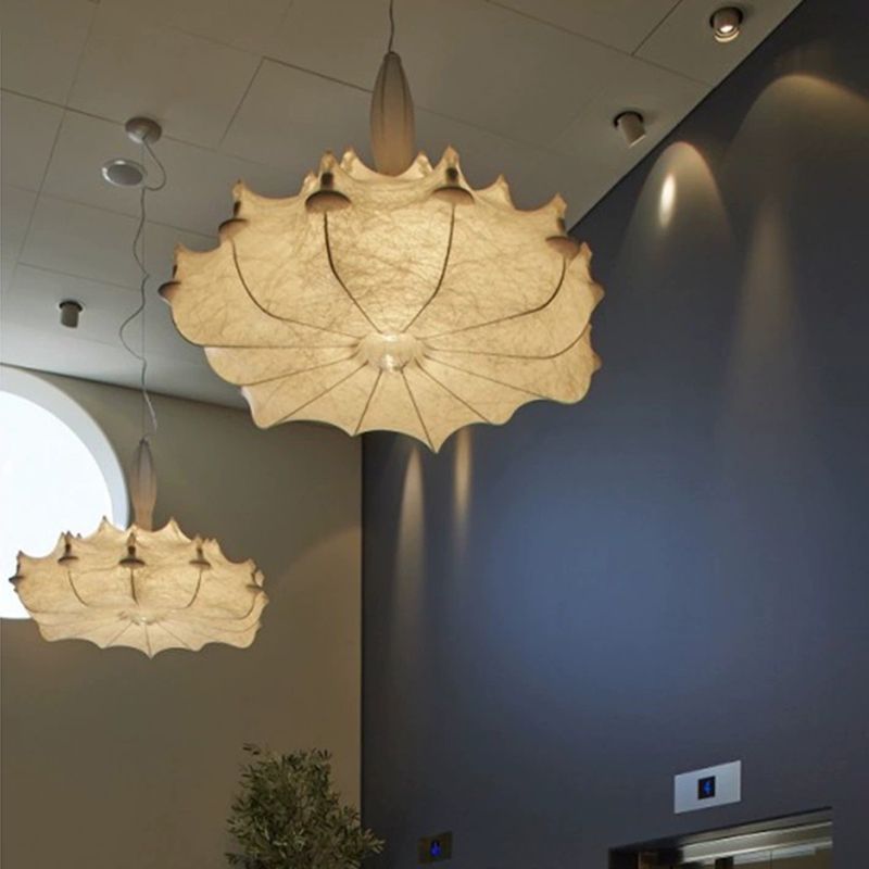 Stoff weiß Suspension Anhängerlampe Moderner Stil einzigartiger 1-Licht-Tropfen Anhänger