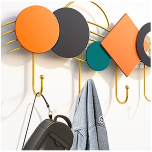 Contemporary Metal Coat Rack Wall Mounted Gold Coat Hanger with Hooks