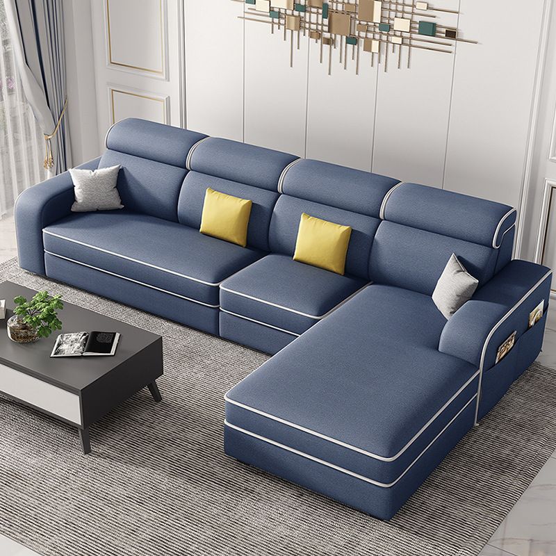 Scandinavian L-Shape Sectional with Square Arm and Storage for Four People