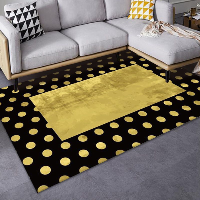 Tapis de tapis moderne en or tapis lavable en polyester pour le salon