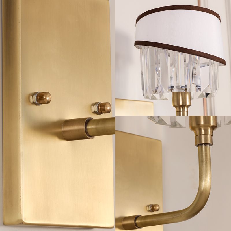 Brass Cilindro SCONCE Light Wall Contemporary 1 Light Crystal Wall Montated Lighting con braccio curvo
