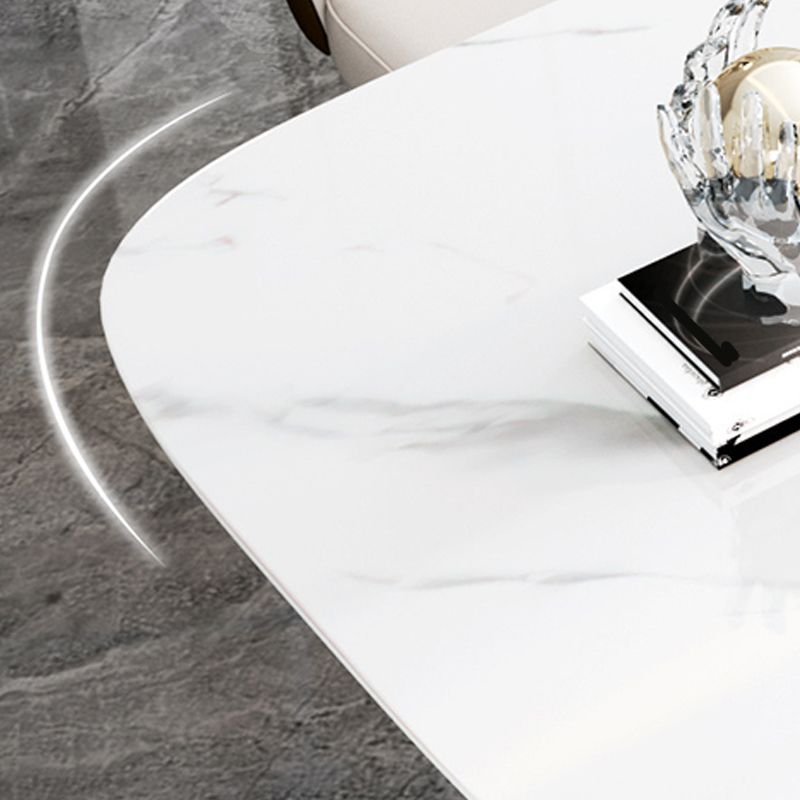 Rectangle Pedestal Table Modern Dining Table Metal Base Table for Home