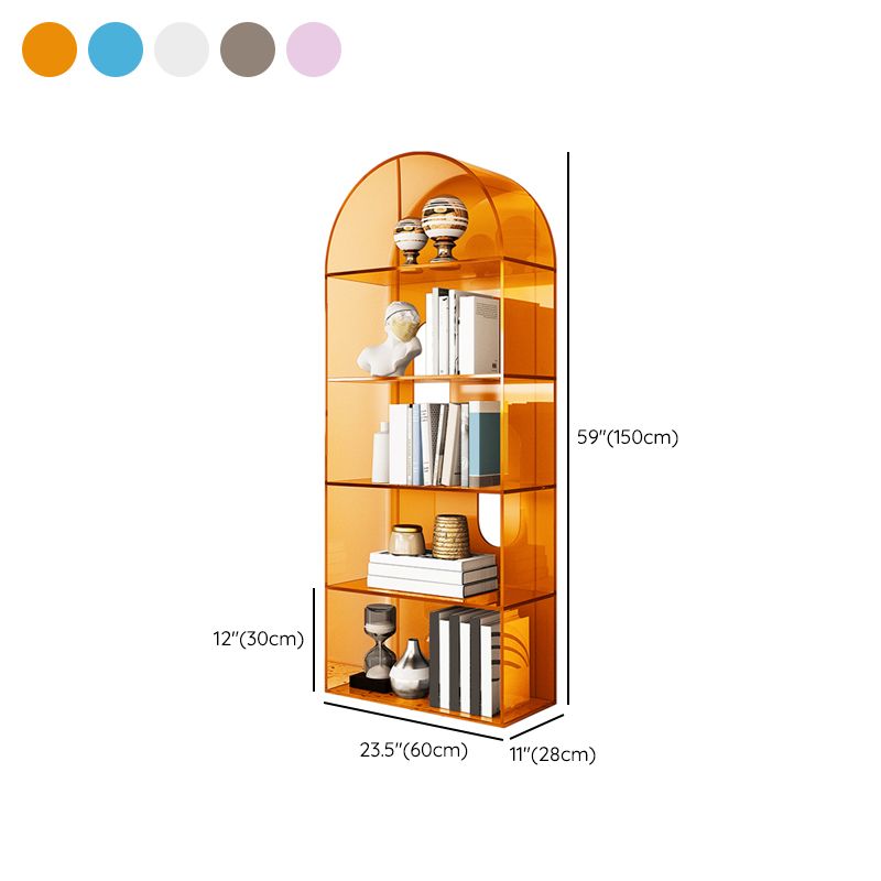 Contemporary Closed Back Standard Bookshelf Acrylic Bookcase with Shelves