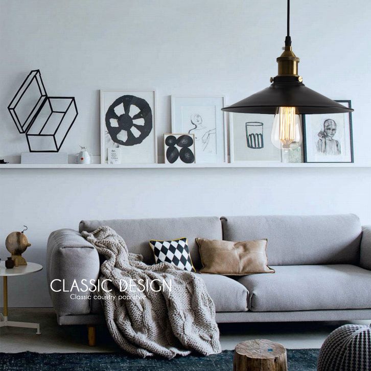 Saucer Living Room Pendant Lighting Fixture Loft Style Metal Hanging Ceiling Light