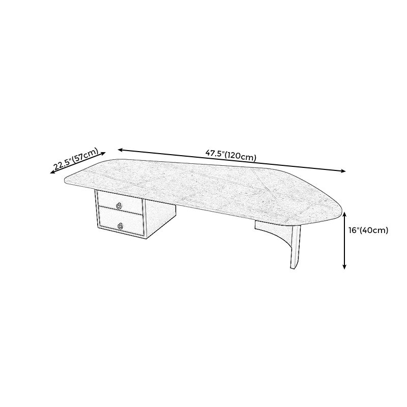 Modern Style White/grey Slate Top Metal Base with Drawer Free Shape Coffee Table