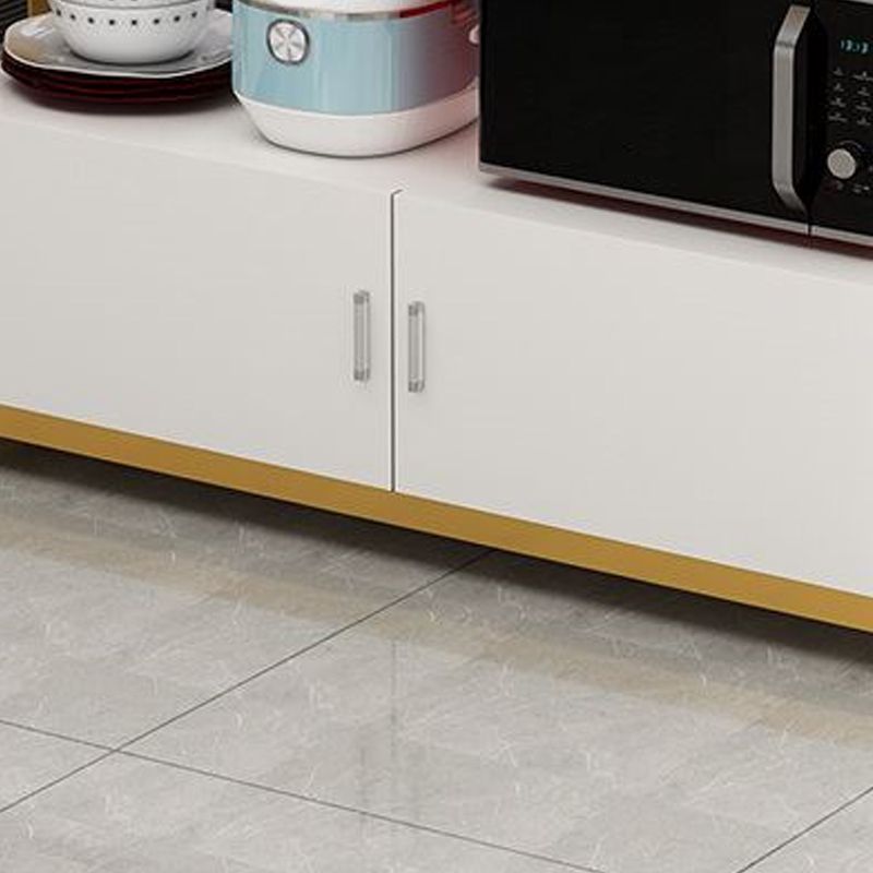 Modern White Faux Marble Top Kitchen Island Metal Frame Prep Table