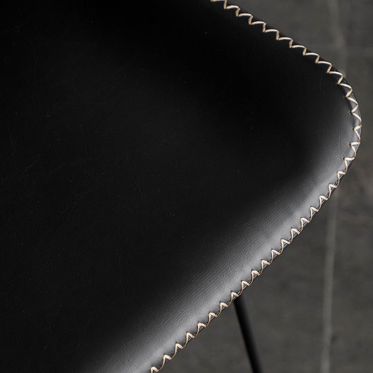 Industrial Iron Barstool Distressed Low Back Indoor Tall Stool with Faux Leather Seat