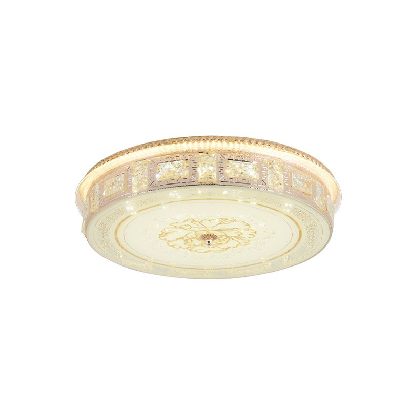 Projecteur LED encastré en cristal moderniste or rond/carré salon motif floral éclairage de plafond