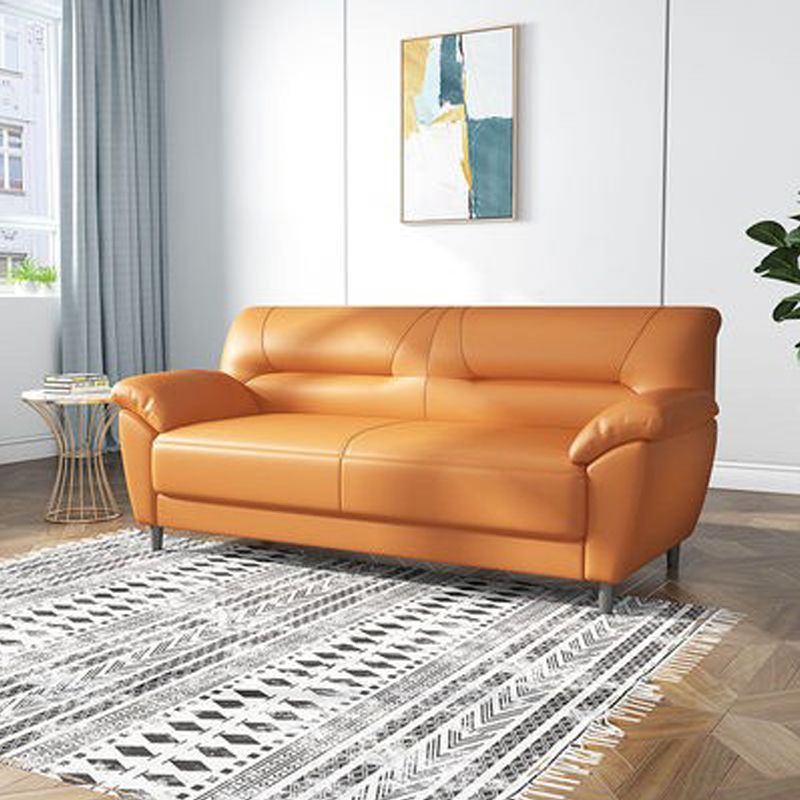 Sofá de brazo de almohada moderno de 3 asientos de cuero 70.87 "/55.12" W almohada de almohada cosida