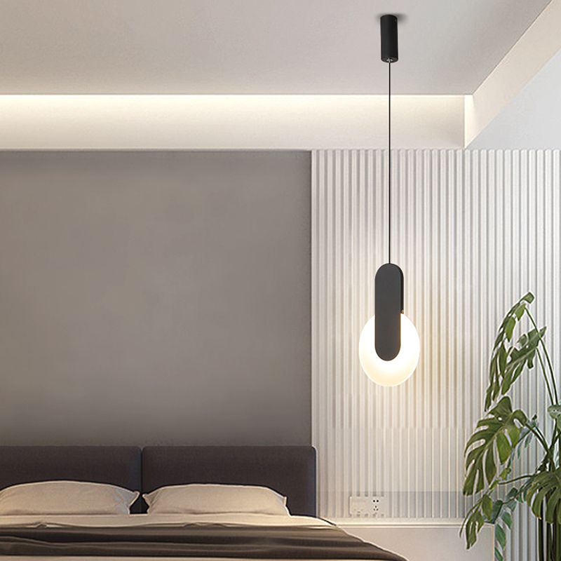 Luminaires suspendus noirs Light lampe à suspension à LED ronde moderne pour chambre à coucher