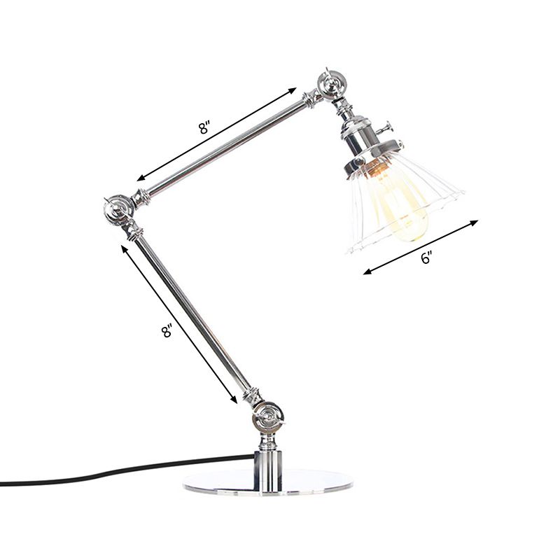Cone Clear/Amber Glass Table Lamp Warehouse Stylish 1 Light Black/Brass Table Lighting for Study Room