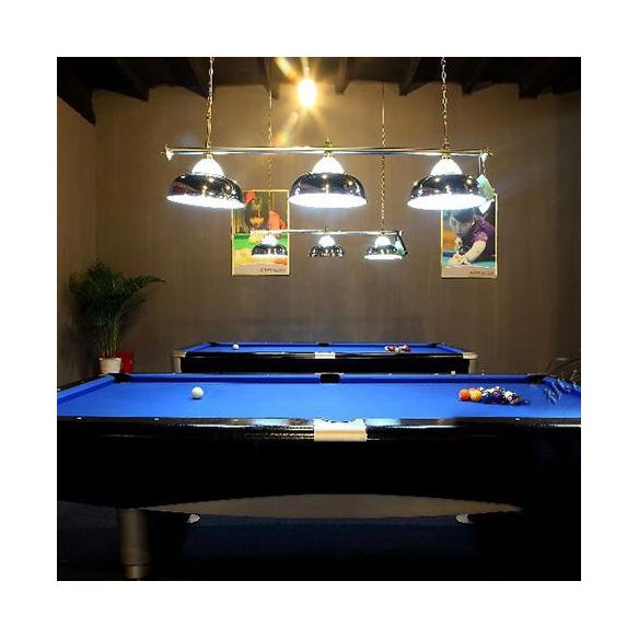 Loft in stile loft a doppia bolla appesa a 3 teste in vetro e illuminazione a sospensione metallica in cromo/oro per tavolo da biliardo