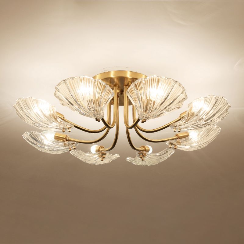 Nordic Style Ceiling Light Shell Shape Ceiling Lamp with Glass Shade for Bedroom