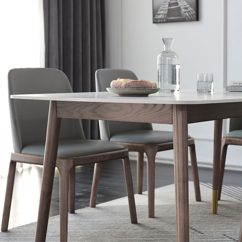 Rectangle 4 Legs Luxury Table White Sintered Stone Top Fixed Table