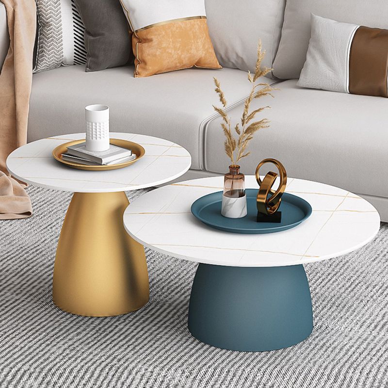 Slate 1 Single Modern Coffee Table Iron Pedestal Cocktail Table