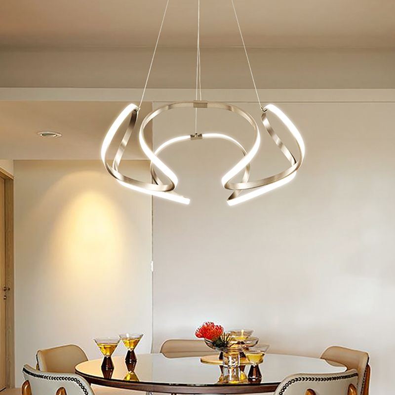 Twisted Shade Chandelier Light Modern Metal 1 Light Chandelier Lighting Fixture in Chrome