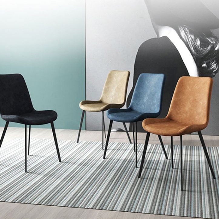 Silla de comedor de estilo moderno, sillas auxiliares de cocina sin brazos con patas de metal