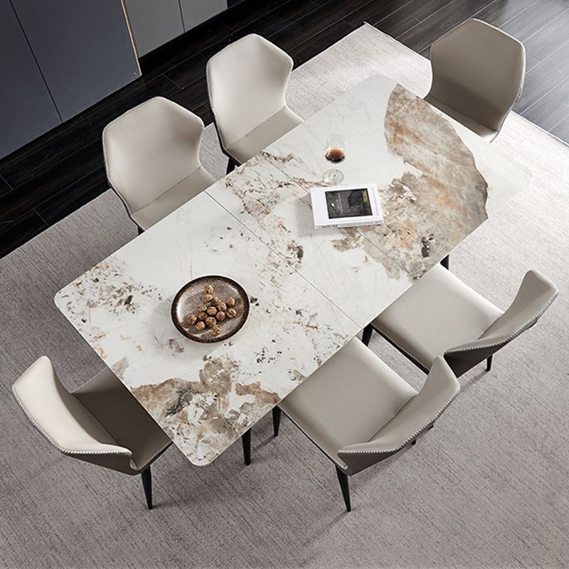 Simplicity Rectangle Home Fixed Desk Extendable Sintered Stone Dining Table