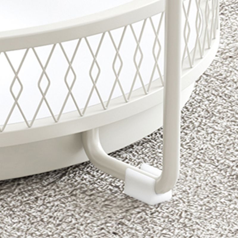 Modernistic Glass Top Coffee Table Round Metal Frame Cocktail Table